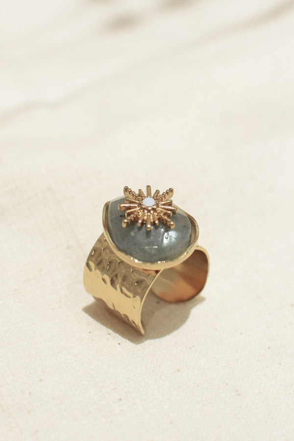 BAGUE LARGE AGLAÉ, EN LABRADORITE