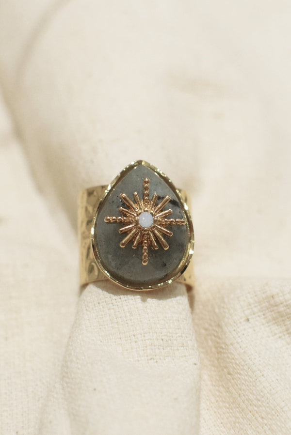 BAGUE LARGE AGLAÉ, EN LABRADORITE