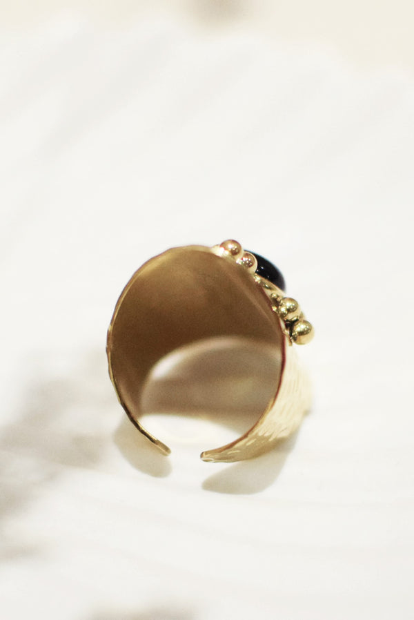 BAGUE LARGE CONSTANCE, EN ONYX NOIR