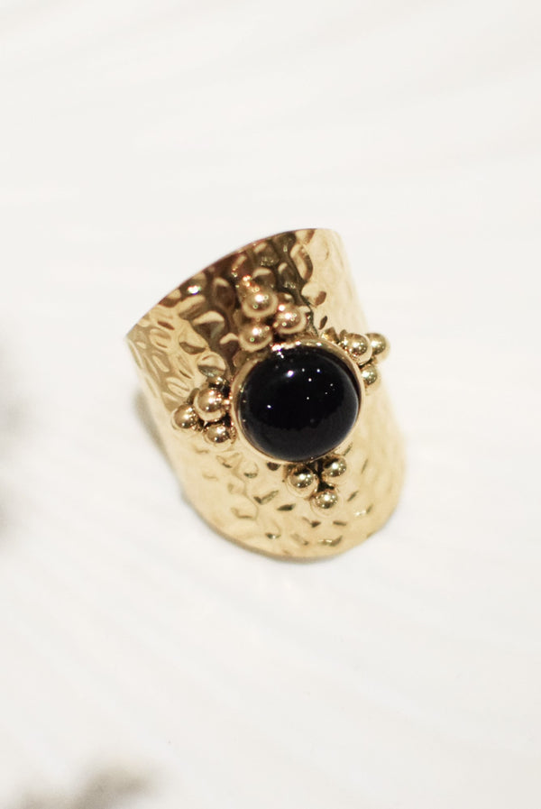 BAGUE LARGE CONSTANCE, EN ONYX NOIR