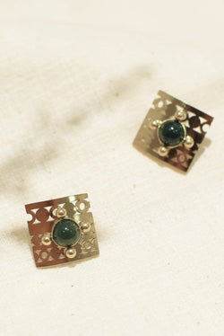 BOUCLES D’OREILLE ARMANCE, EN FUSCHITE VERTE