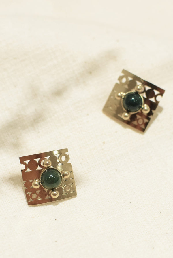 BOUCLES D’OREILLE ARMANCE, EN FUSCHITE VERTE