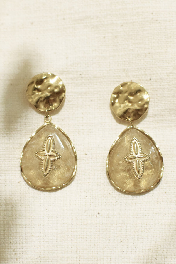 BOUCLES D’OREILLE SILOÉ, EN QUARTZ BLANC