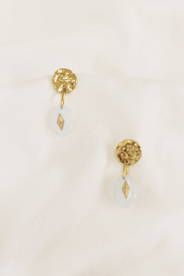 BOUCLES D'OREILLES ISORE, EN QUARTZ BLANC
