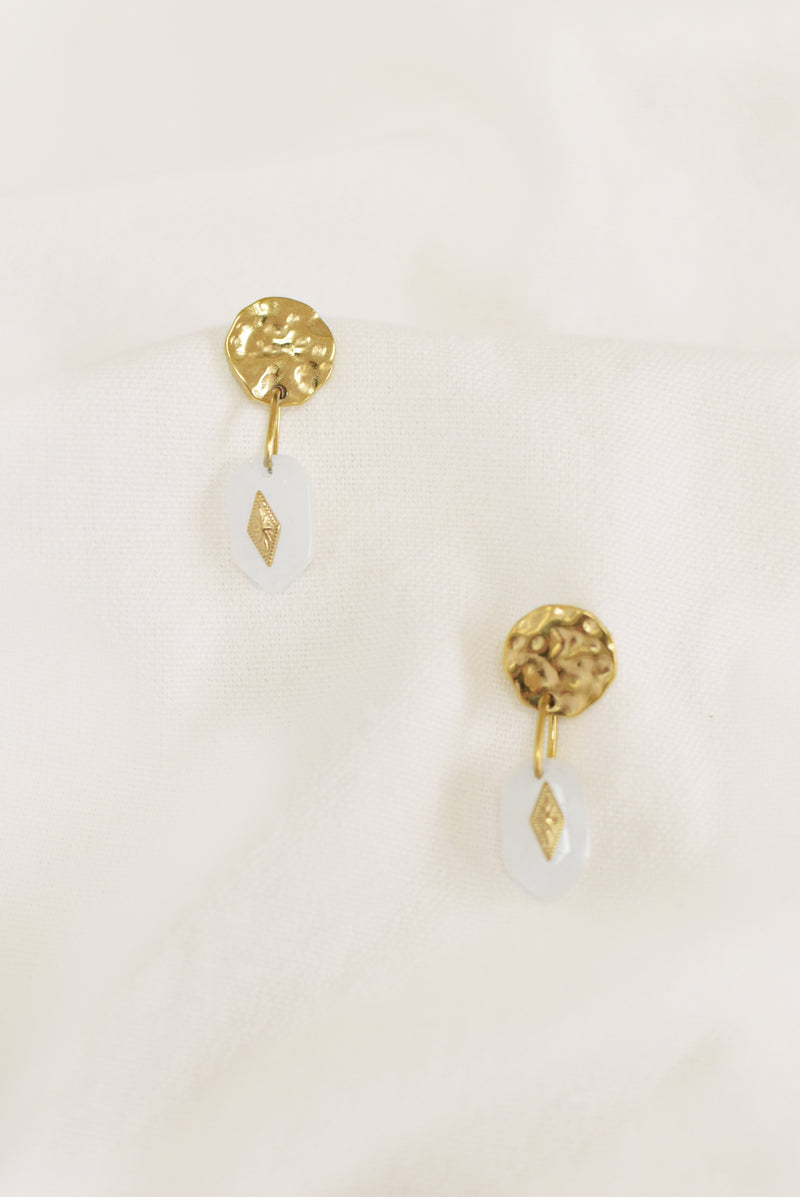 BOUCLES D'OREILLES ISORE, EN QUARTZ BLANC