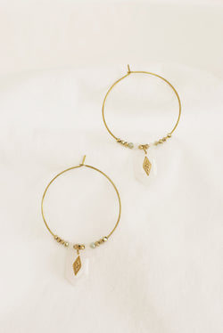 BOUCLES D'OREILLES CRÉOLES ISORE, QUARTZ BLANC