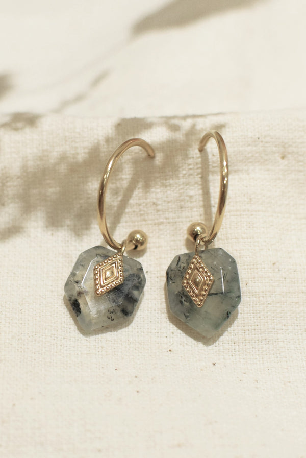 BOUCLES D’OREILLE SÉRAPHINE, EN PREHNITE