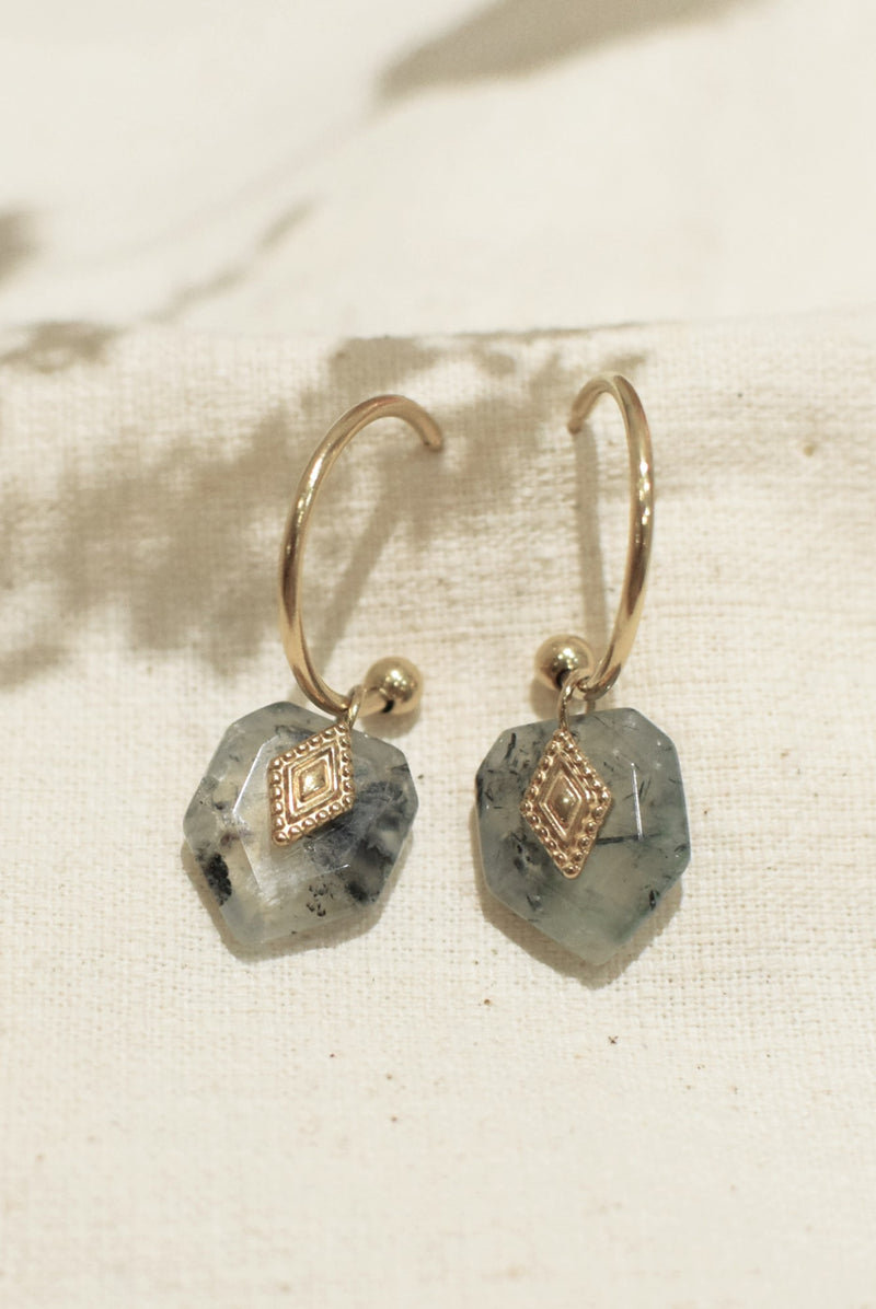 BOUCLES D’OREILLE SÉRAPHINE, EN PREHNITE