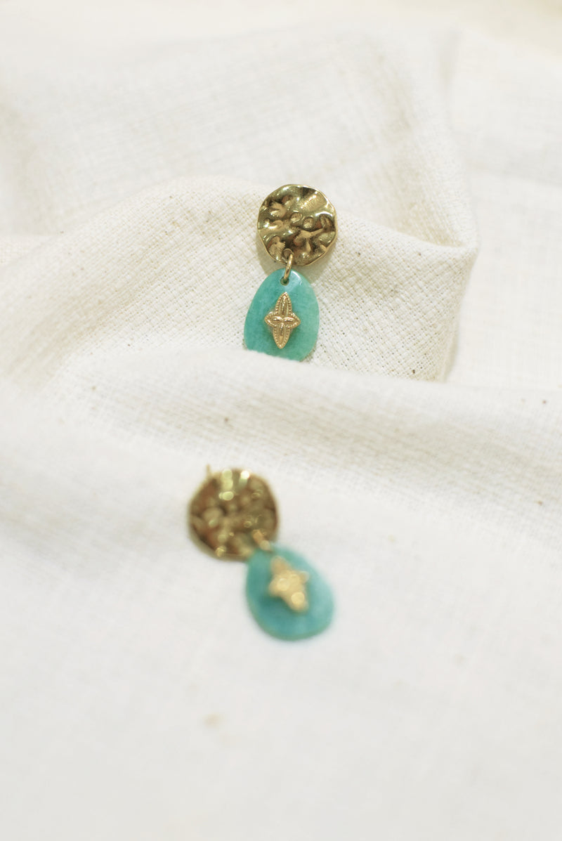 BOUCLES D’OREILLE SILOÉ, EN AMAZONITE