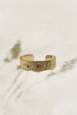 BRACELET MARTELÉ DUNE, EN CORNALINE ET ŒIL DU TIGRE