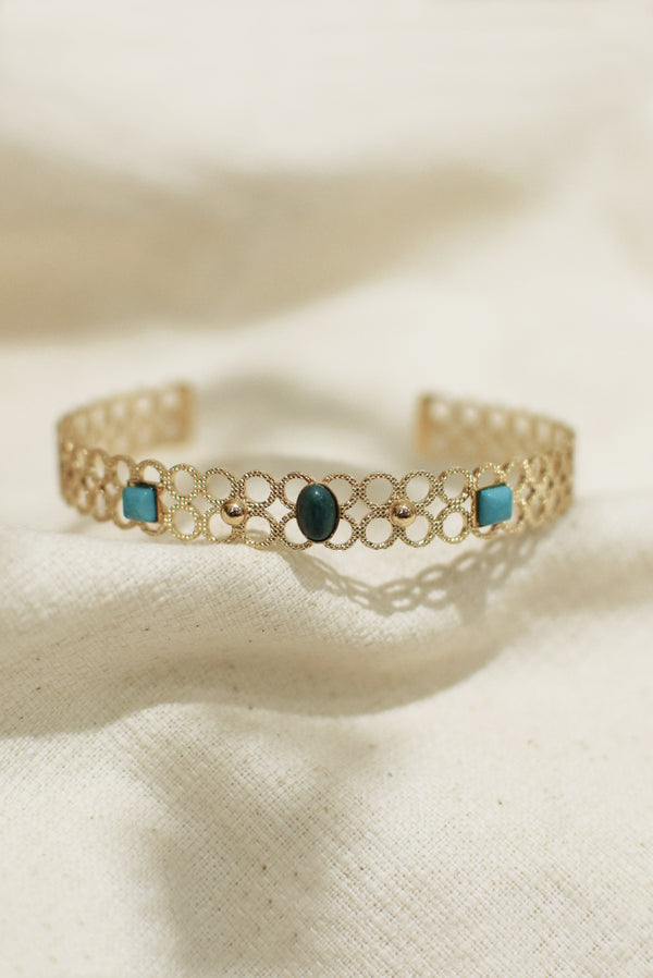 BRACELET AJOURÉ LAGON, EN HOWLITE NOIRE
