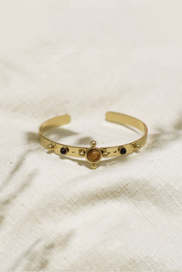 BRACELET MARTELÉ DUNE, EN ŒIL DU TIGRE