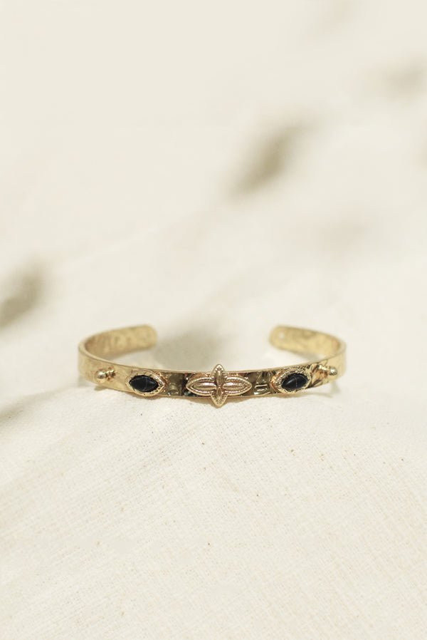 BRACELET MARTELÉ SILOÉ, EN HOWLITE NOIRE