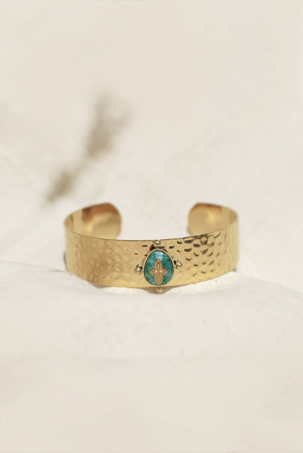 BRACELET MARTELÉ SILOÉ, EN AMAZONITE