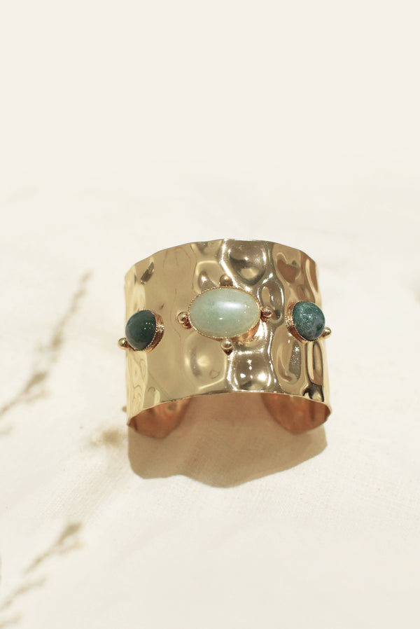 BRACELET MARTELÉ ARMANCE, EN FUSCHITE VERTE ET AVENTURINE