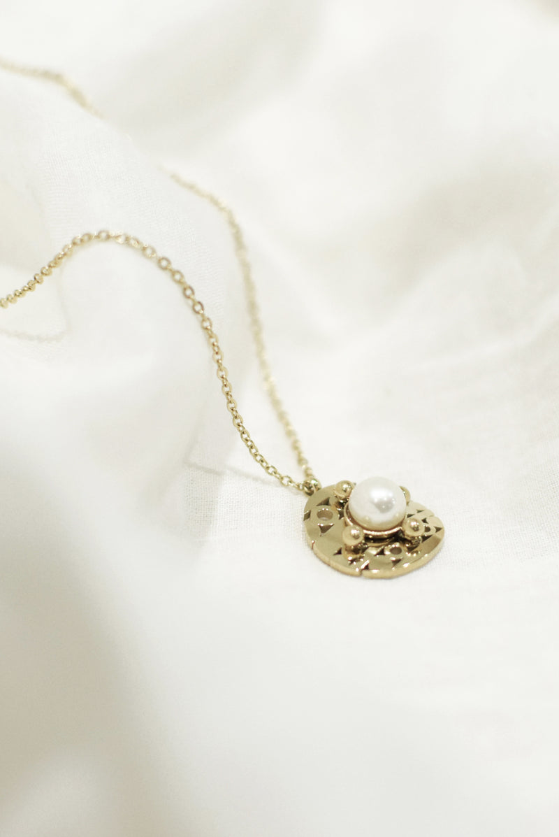 COLLIER ARMANCE ROND, EN PERLE BLANCHE