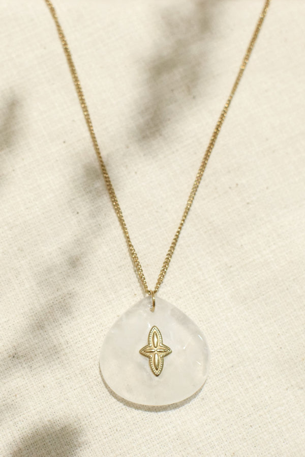 COLLIER SILOÉ, EN QUARTZ BLANC