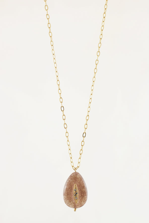 COLLIER JEANNE, EN AGATE BRUNE