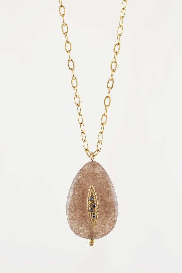 COLLIER JEANNE, EN AGATE BRUNE
