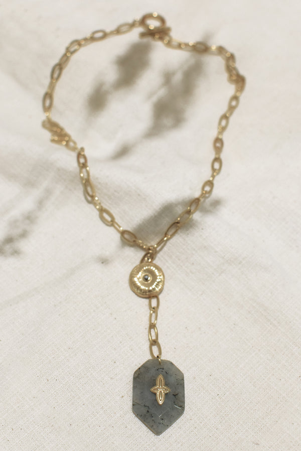 COLLIER À MAILLES LARGES SILOÉ, EN LABRADORITE