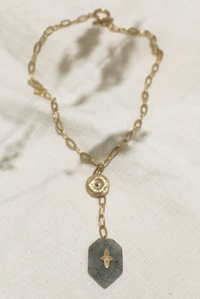 COLLIER À MAILLES LARGES SILOÉ, EN LABRADORITE