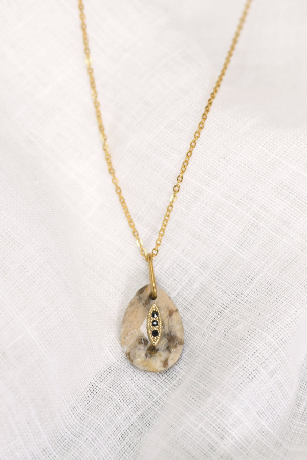 COLLIER COURT JEANNE, EN FELDSPATH GRAPHIQUE