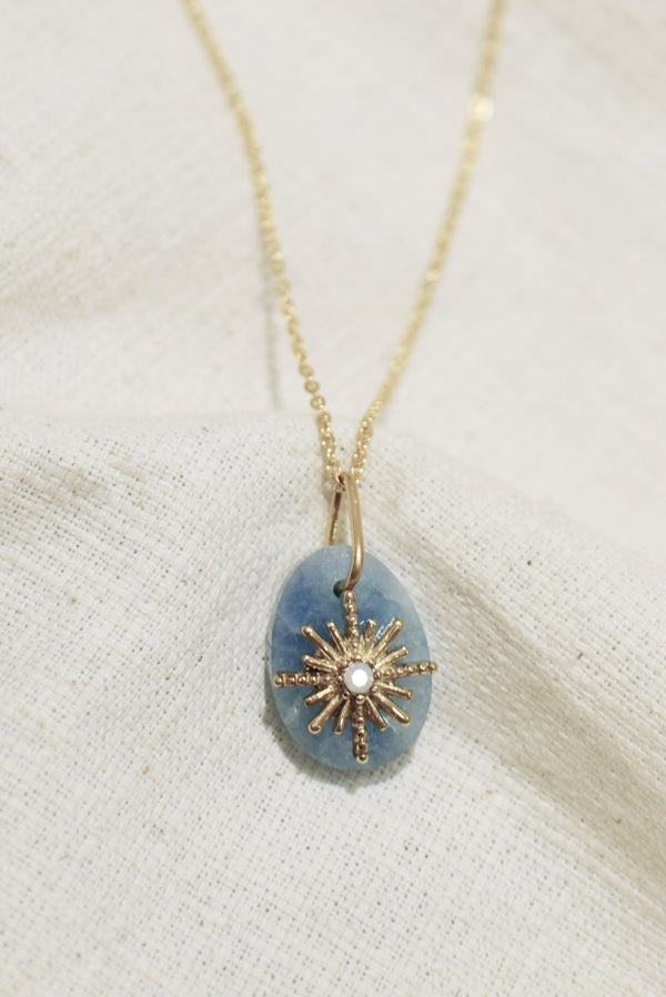 COLLIER COURT AGLAÉ, EN AIGUE-MARINE