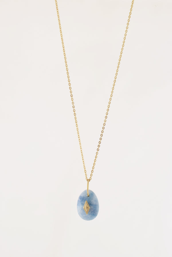 COLLIER COURT ISORE, EN AIGUE-MARINE