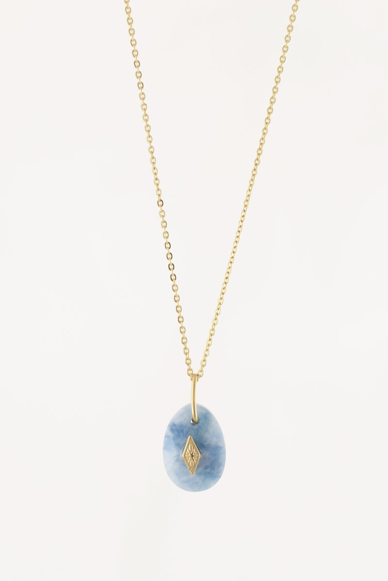 COLLIER COURT ISORE, EN AIGUE-MARINE
