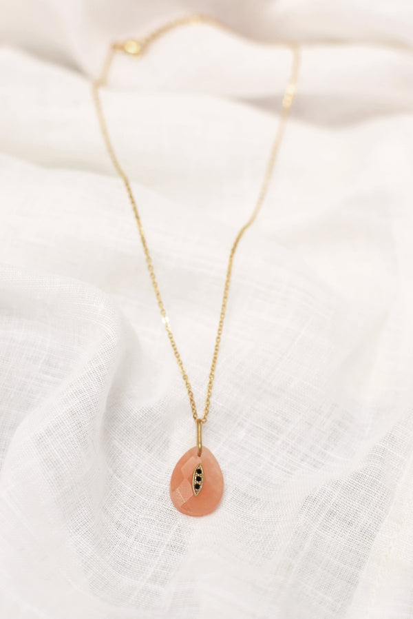 COLLIER COURT JEANNE, EN AVENTURINE ROSE