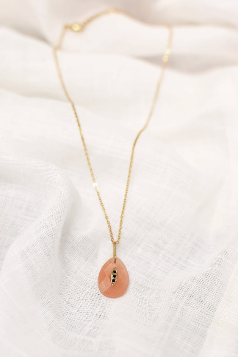 COLLIER COURT JEANNE, EN AVENTURINE ROSE