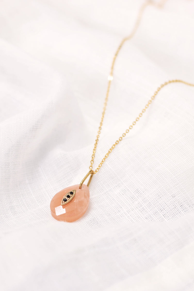 COLLIER COURT JEANNE, EN AVENTURINE ROSE