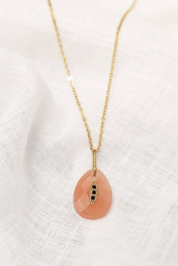 COLLIER COURT JEANNE, EN AVENTURINE ROSE