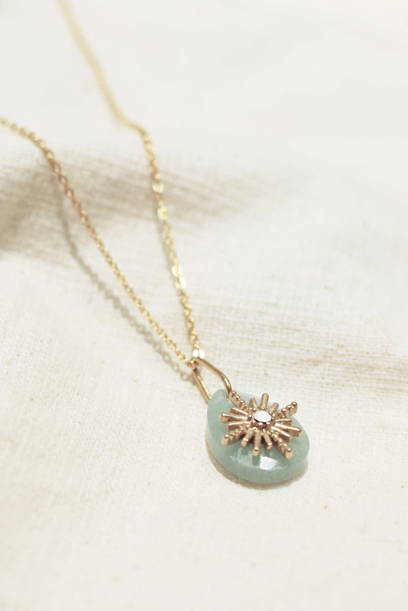 COLLIER COURT AGLAÉ, EN AMAZONITE