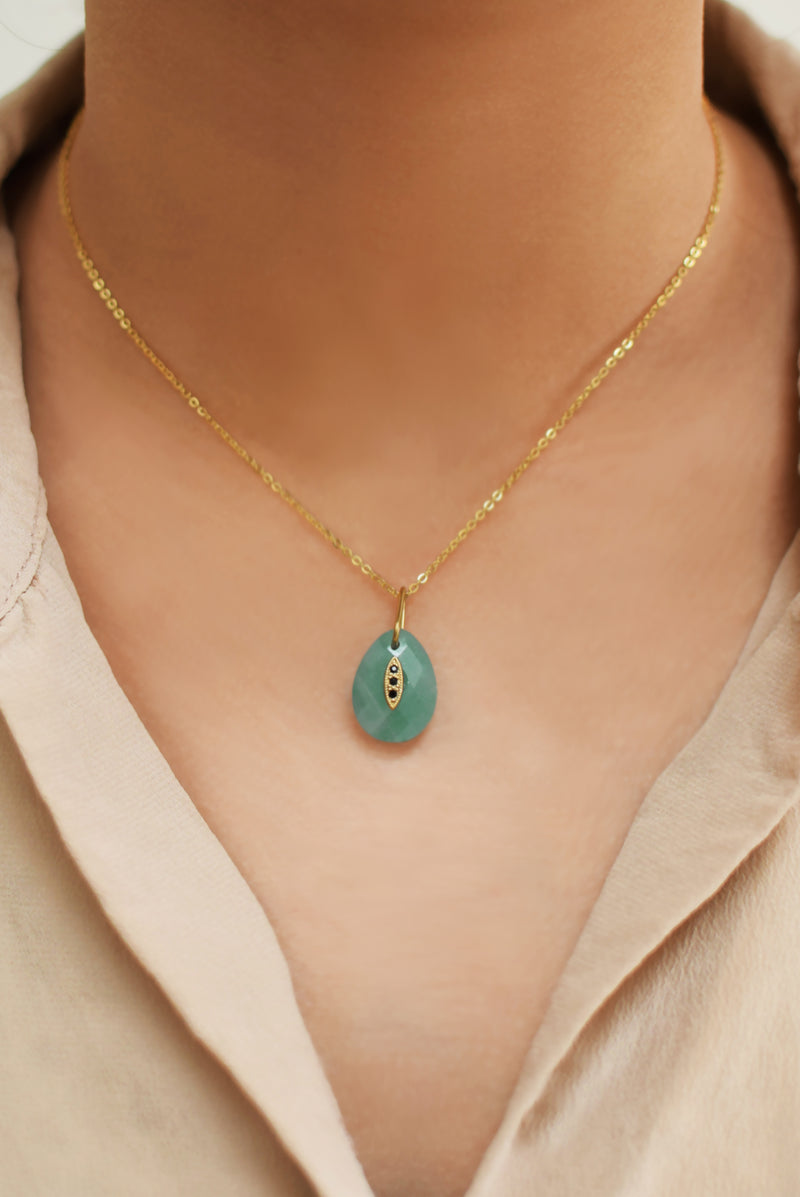 COLLIER COURT JEANNE, EN AMAZONITE