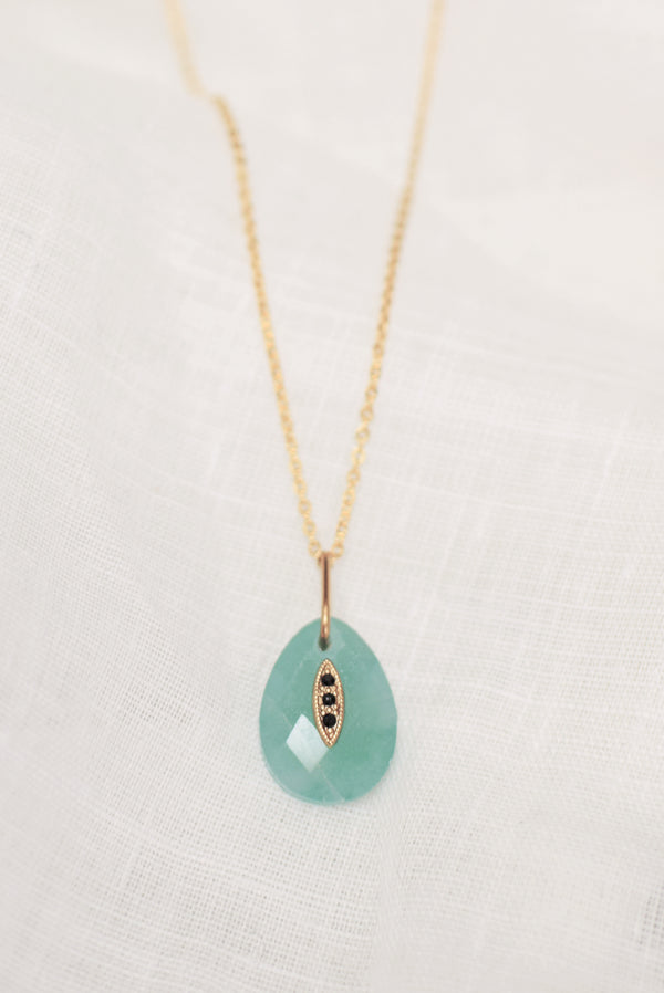 COLLIER COURT JEANNE, EN AMAZONITE