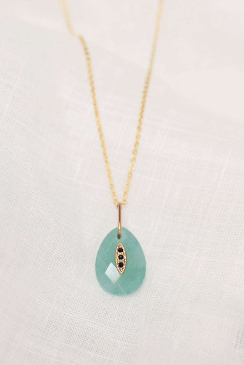 COLLIER COURT JEANNE, EN AMAZONITE
