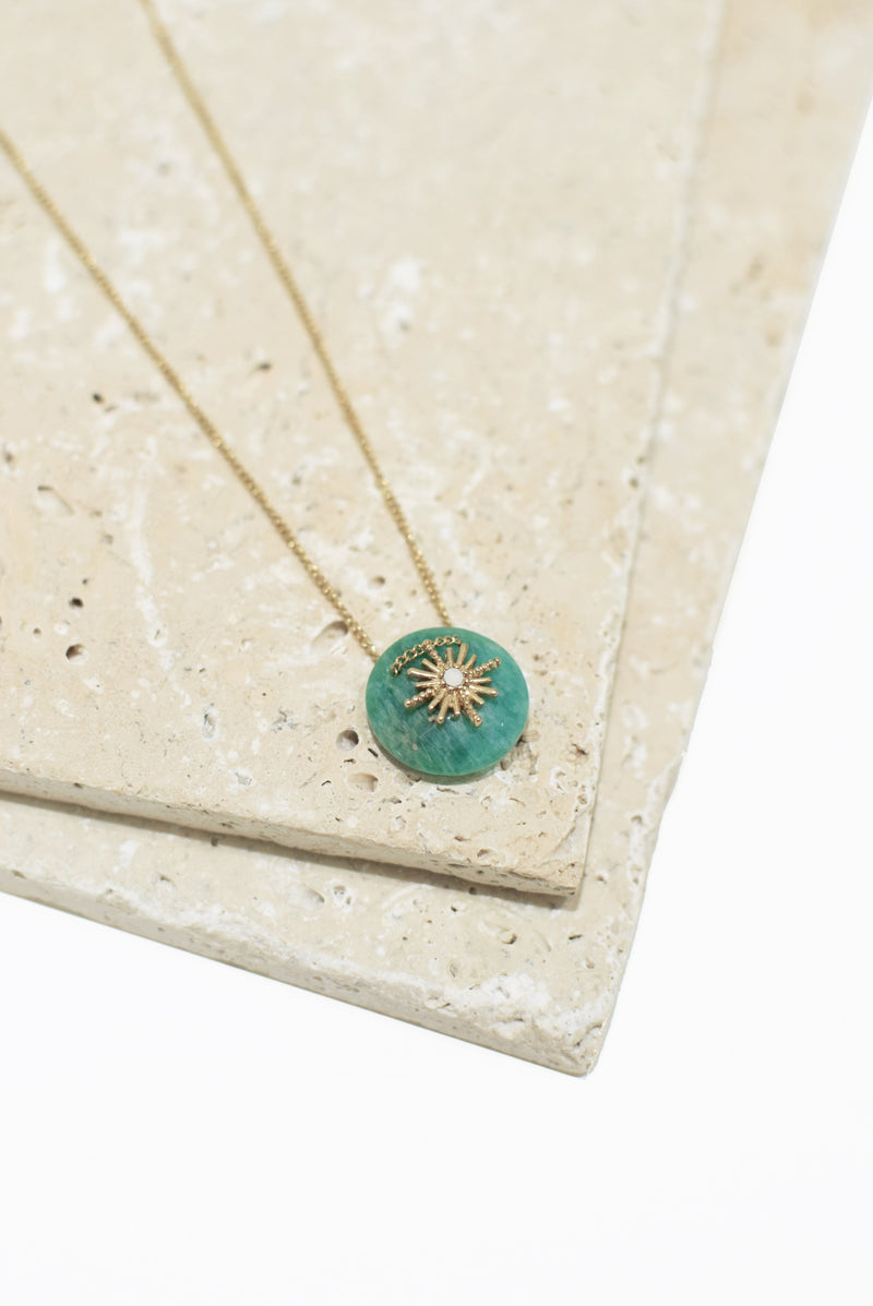 COLLIER AGLAÉ, EN AMAZONITE RONDE