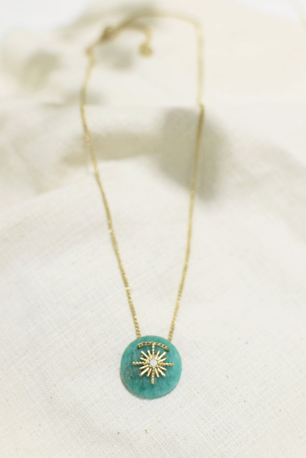 COLLIER AGLAÉ, EN AMAZONITE RONDE