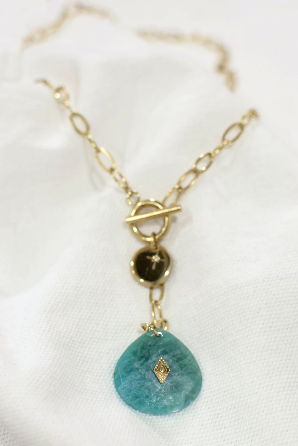 COLLIER À MAILLES LARGES SÉRAPHINE, EN AMAZONITE
