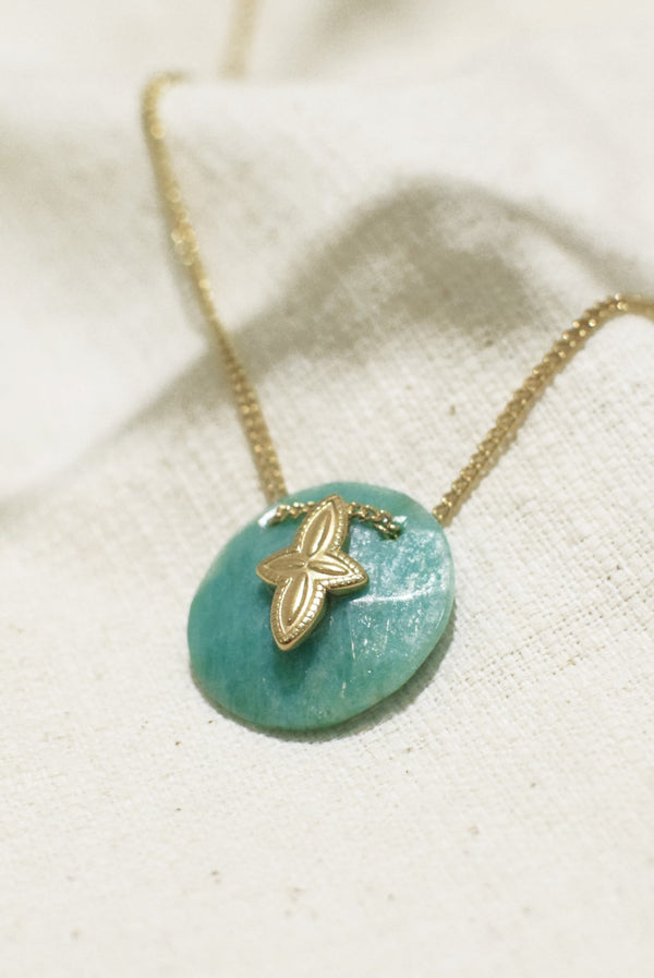 COLLIER SILOÉ, EN AMAZONITE RONDE