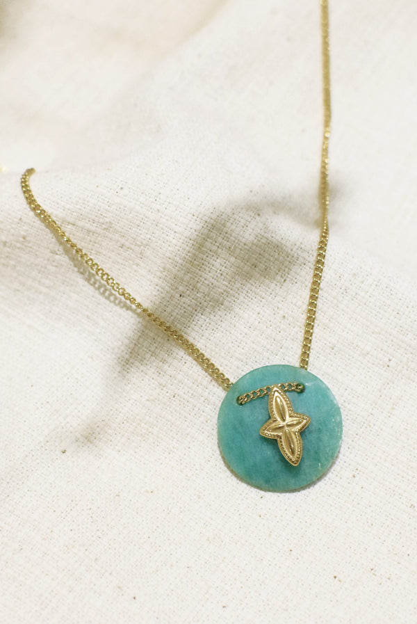 COLLIER SILOÉ, EN AMAZONITE RONDE