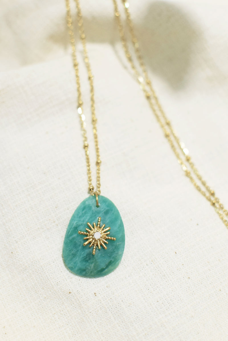 COLLIER AGLAÉ, EN AMAZONITE