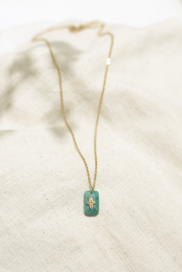 COLLIER SILOÉ, EN AMAZONITE RECTANGLE MINI