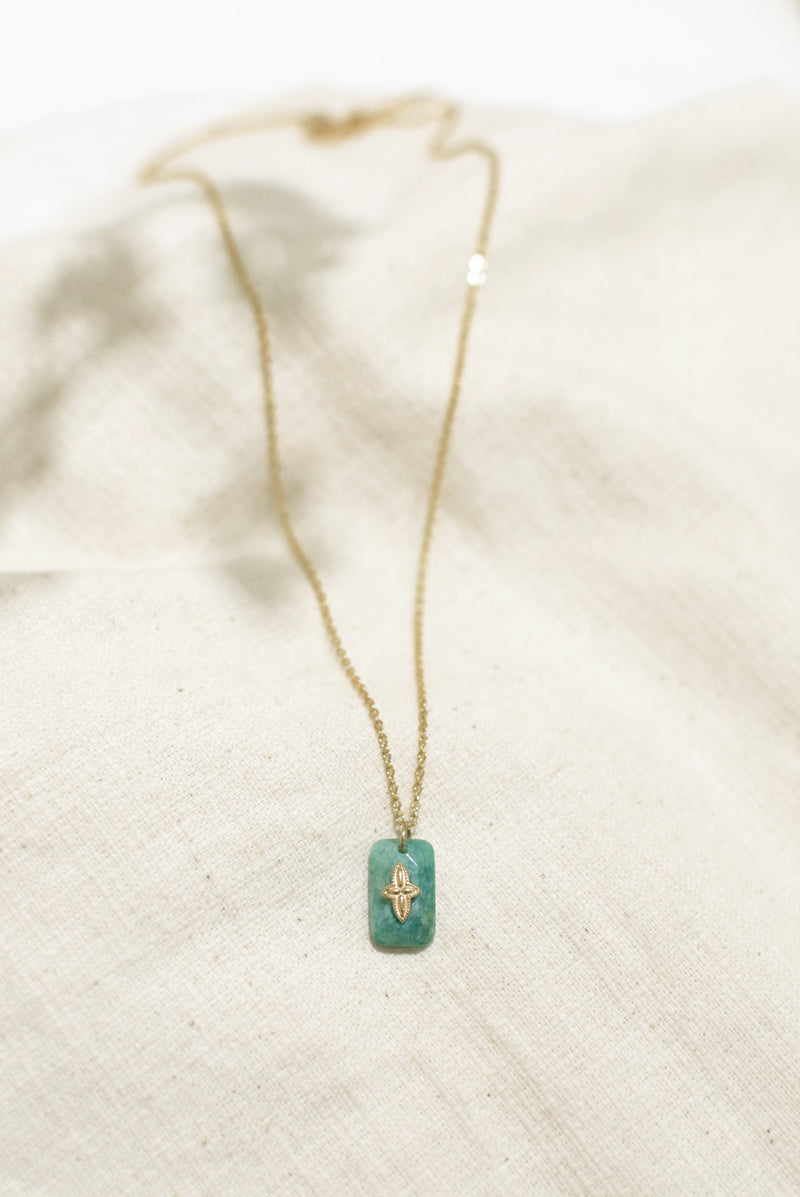 COLLIER SILOÉ, EN AMAZONITE RECTANGLE MINI